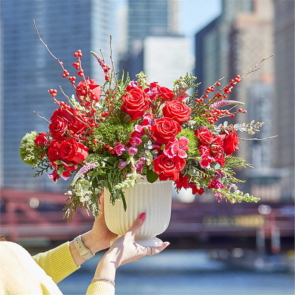 Big Red Bow Bouquet – F & S FLOWERS DESIGN LLC, Margate FL