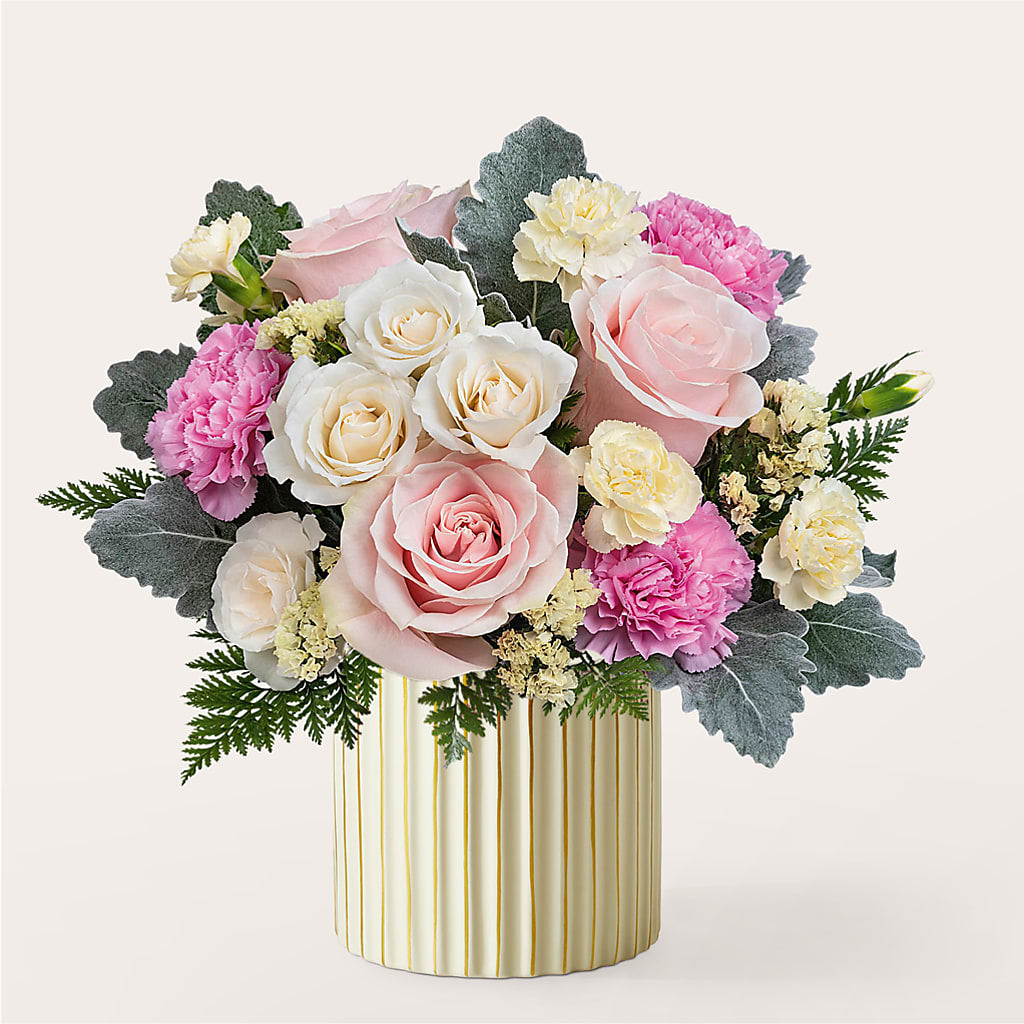 Blissful Moments Bouquet with Ivory Vase – F & S FLOWERS DESIGN LLC, Margate FL