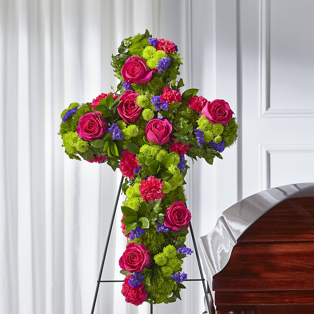 Tribute Rose Floral Cross – F & S FLOWERS DESIGN LLC, Margate FL