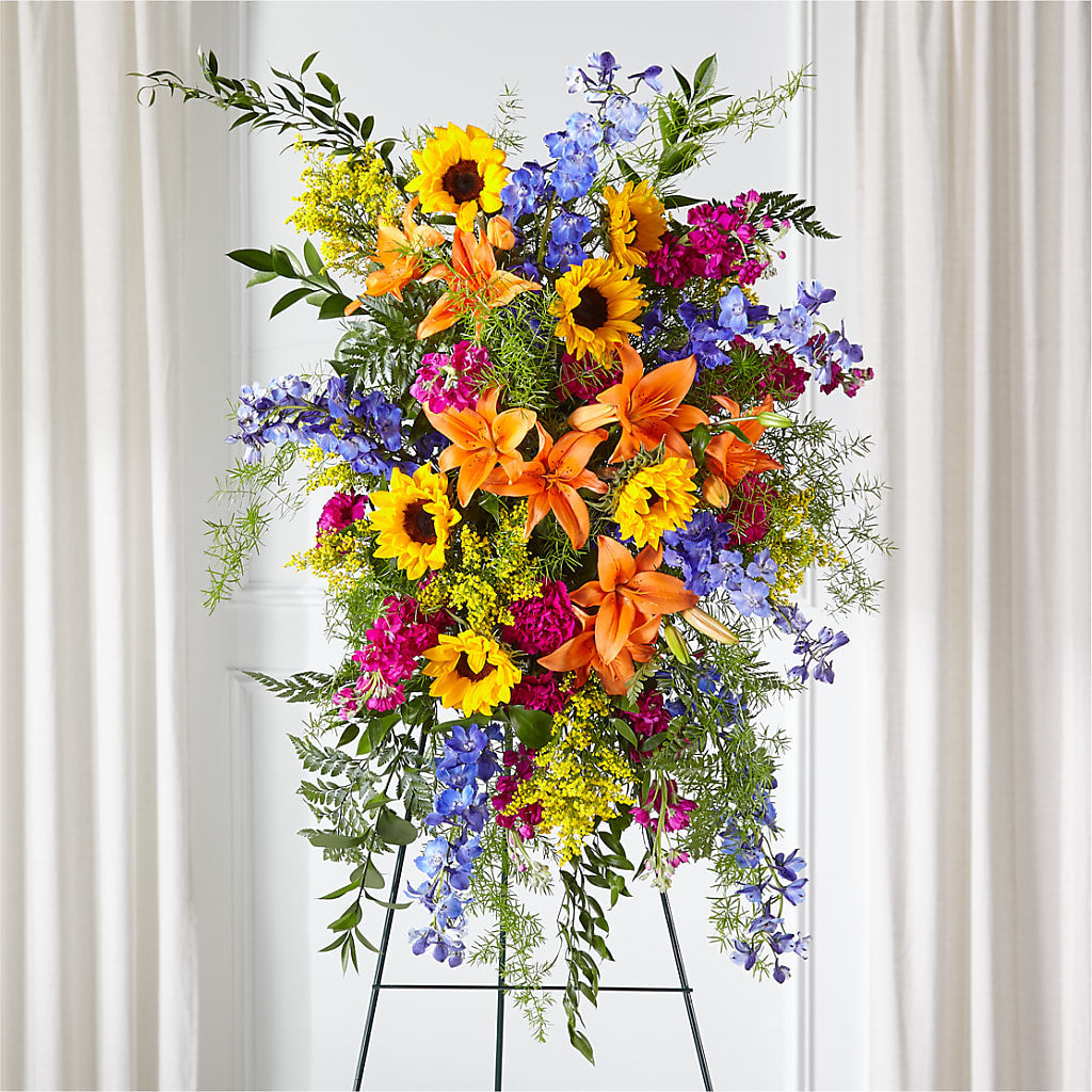 Sunlit Memories Standing Spray (Standard) – F & S FLOWERS DESIGN LLC, Margate FL
