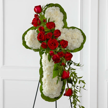 Floral Cross Easel – F & S FLOWERS DESIGN LLC, Margate FL