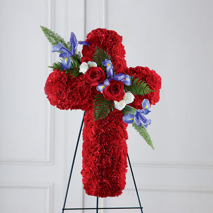 Faithful Hero Floral Cross – F & S FLOWERS DESIGN LLC, Margate FL