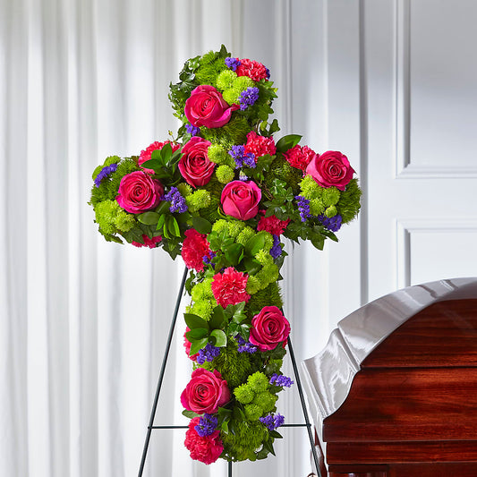 Tribute Rose Floral Cross – F & S FLOWERS DESIGN LLC, Margate FL