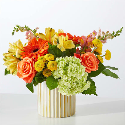 Autumn Sunshine Bouquet with Ivory Vase – F & S FLOWERS DESIGN LLC, Margate FL