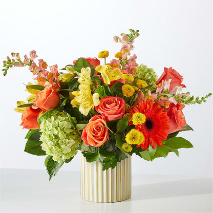 Autumn Sunshine Bouquet with Ivory Vase – F & S FLOWERS DESIGN LLC, Margate FL