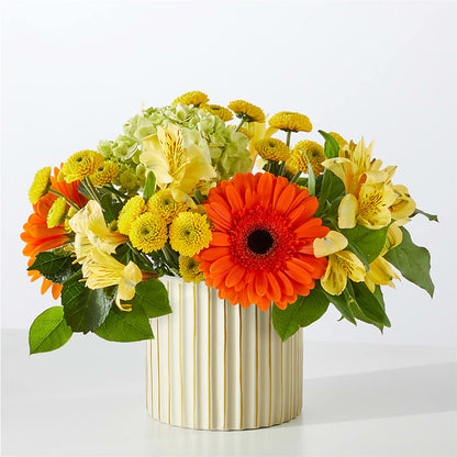 Autumn Sunshine Bouquet with Ivory Vase – F & S FLOWERS DESIGN LLC, Margate FL
