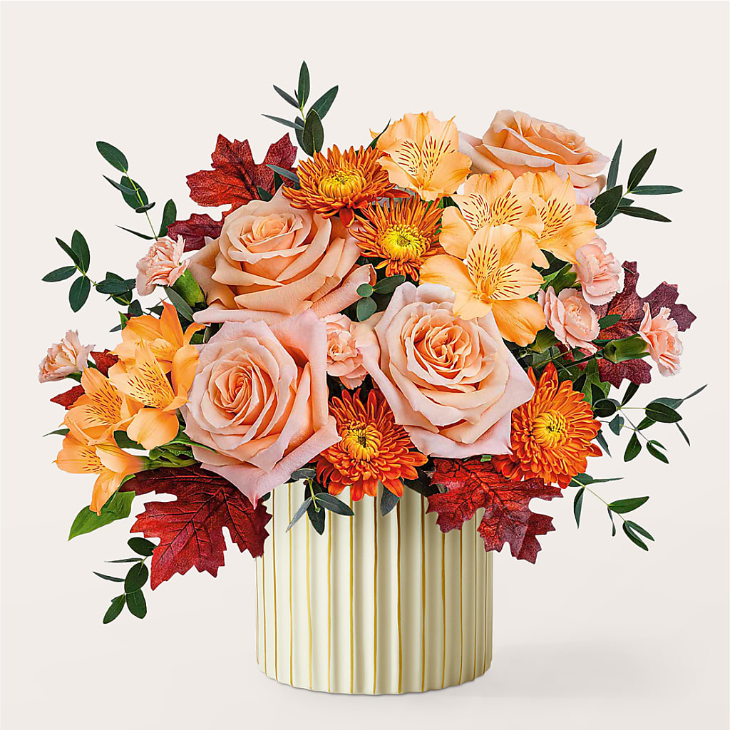 Spiced Latte Bouquet with Ivory Vase – F & S FLOWERS DESIGN LLC, Margate FL