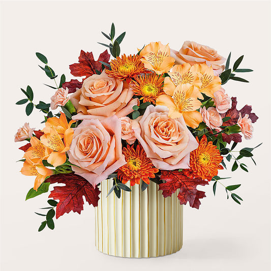 Spiced Latte Bouquet with Ivory Vase – F & S FLOWERS DESIGN LLC, Margate FL