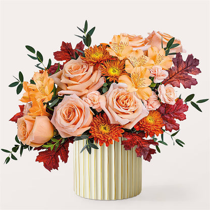 Spiced Latte Bouquet with Ivory Vase – F & S FLOWERS DESIGN LLC, Margate FL