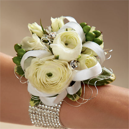White Wedding Corsage – F & S FLOWERS DESIGN LLC, Margate FL